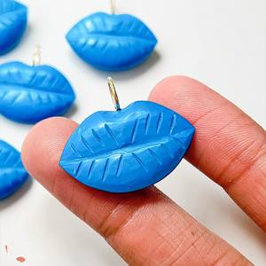 Colgante de Cristal Tallado en Forma de Labios Azul Turquesa con Diamantes de Imitación, Oro y Plata 925 para Fabricación de Joyas DIY, Collares y Pendientes - Product Image 3