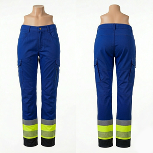 Mens and Women <b>Work</b> <b>Pant</b> 280 GSM Poly Cotton Twill Navy Grey Panel Design Reflective Safety Custom Embroidery Print Logo - Product Image 5