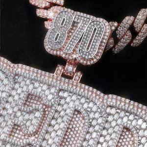 Men Charms Jewelry Iced Out Custom Hip Hop Pendant Lab Diamond 925 Sterling Silver VVS Moissanite Name Letter Initial Pendant - Product Image 2