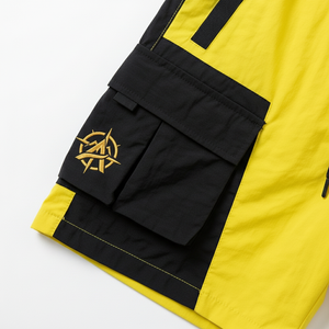 Conjunto Deportivo Urbano para Hombre en Amarillo y Negro con Bloques de Color, Manga Corta, Cierre Frontal con Cremallera, Transpirable, de Poliéster, Ropa Urbana de Verano - Product Image 4