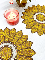 Set de table vintage de luxe brodé, perlé et pailleté, fait main, écologique et personnalisable, provenant d'Inde, pour usage domestique
