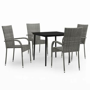 Conjunto de comedor para jardín gris y negro - Product Image 2