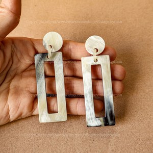 High Quality Handmade Buffalo Horn Drop <b>Earrings</b> Hot Selling Natural Home with Pearl Wholesale Price - Product Image 2