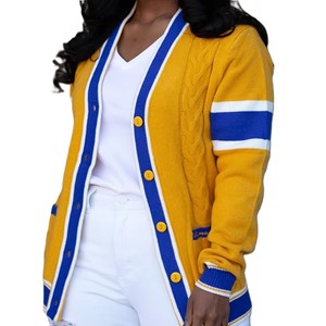 เสื้อสเวตเตอร์ไหมพรมคอวีคุณภาพสูง Sigma Gamma Rho แบบถักลายเคเบิ้ล แฟชั่นสไตล์นักเรียน ทำจากผ้าฝ้าย - Product Image 3