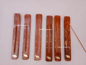 Ash Catcher de incienso de madera de mango hecho a mano con incrustaciones de latón, diseño de estrella, bandeja de quemador de madera para aromaterapia y meditación - Product Image 2