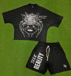 Ensemble de T-shirts en coton noir pour homme, imprimé lettres blanches, col rond, léger, sportif, décontracté, tenue d'été respirante en maille - Product Image 6
