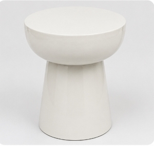 Handmade Modern White Ceramic <b>Stool</b> Glossy Finish Drum Accent Side Table Indoor Outdoor <b>Garden</b> Plant Stand Furniture - Product Image 1