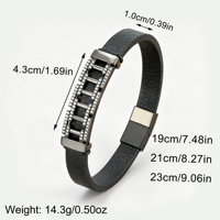 Bracelet en cuir de luxe MenneM avec strass, fermeture magnétique, minimaliste, pour usage quotidien, bijoux de mode pour femmes et hommes