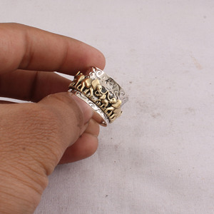 925 Sterling Silver Classic Elephant <b>Spinner</b> <b>Ring</b> Two Tone Anxiety Fidget Jewelry for Party Wholesale - Product Image 4