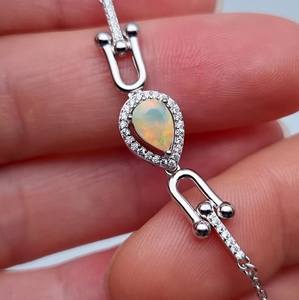 Bracelet en opale d'Éthiopie naturelle, pierre précieuse de luxe, certifié IGI, style vintage, argent sterling 925, 7 pouces, bijoux fins faits à la main - Product Image 2