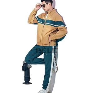 Ensemble de survêtement décontracté d'hiver pour homme, respirant, à manches longues, avec fermeture éclair intégrale, pantalon de jogging, 2 pièces, couleur unie - Product Image 4