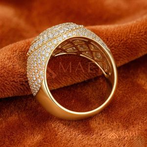 18K Yellow Gold Plated Men's Iced Out <b>Dome</b> <b>Ring</b> Baguette & Round Cut Diamond Statement Band Hip Hop Jewellery Moissanite <b>Ring</b> - Product Image 2