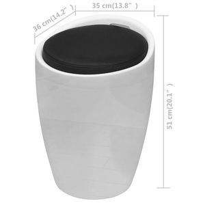 White and Black Faux <b>Leather</b> <b>Stool</b> & Ottoman Stylish Home Dcor Accessory - Product Image 5