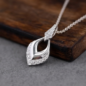 Luxury 925 Sterling <b>Silver</b> Teardrop Pendant Necklace CZ <b>Locket</b> Pear Shape Hollow Pendant for Women, Elegant Bridal Fine Jewelry - Product Image 1