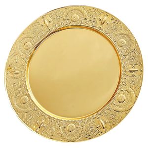 Premium Round Gold Plated Tray Metal Serving Plate Wedding Tableware Hotel Centerpiece Display Tray Home Hotel Restaurant <b>Decor</b> - Product Image 5