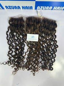 Extensions de cheveux humains Remy vietnamiens AZURA HAIR, longs, lisses, couleur mèches, pour perruques en dentelle, brun foncé, densité 180 % - Product Image 4