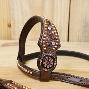 Ensemble d'équipement équestre classique en cuir Hermann Oaks Western Sier pour l'équitation, comprenant une bride de cowboy, une têtière et un harnais de poitrine - Product Image 2