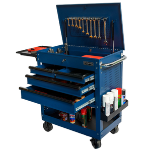 Wholesale OEM 84cm 4 Drawer Heavy Duty <b>Rolling</b> Utility Cart Matte Blue Powder Coated Steel for Workshop Garage Industrial Use - Product Image 3