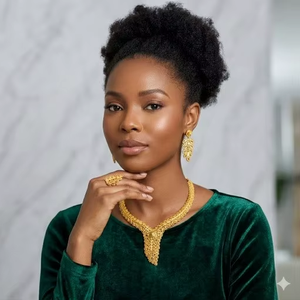 Premium 24K Gold Plated Copper Brass 4-Piece Necklace <b>Set</b> for Women Handmade Smooth Polished Elegant Design Wedding Gift - Product Image 2