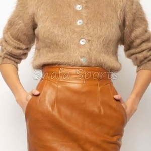 Mini-jupe pour femme en cuir d'agneau véritable de haute qualité, de fabrication pakistanaise, dernier design, avec fermetures éclair, en vente. - Product Image 5