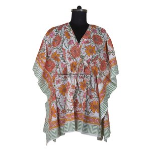 Meilleure Robe Longue de Soirée pour Femme Imprimée à la Main, Kaftan Ethnique Africain Style Court KFCS176 en Coton Taille XL - Product Image 3