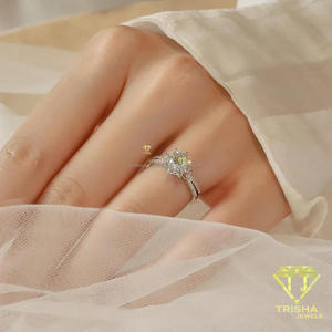 Anillo de compromiso de moissanita de corte redondo con diseño floral, anillo de boda de plata de ley, joyería elegante y brillante, regalo para mujer - Product Image 3