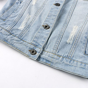 Chaqueta vaquera para mujer, corte ajustado, cuello vuelto, chaqueta vaquera de moda con bolsillos en el pecho y laterales. - Product Image 3