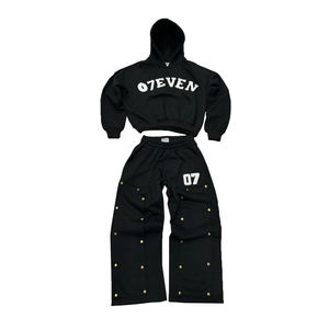 Conjunto Deportivo 07EVEN Verde Oliva, Sudadera con Capucha y Pantalones con Estampado de Letras, Ropa Casual para Adultos, Manga Larga, Corte Holgado - Product Image 3