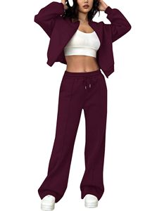 Women's Casual Solid Breathable Hoodie Set Long Length 2-Piece Autumn <b>Sweater</b> and Trousers Tracksuits for Women - Product Image 3