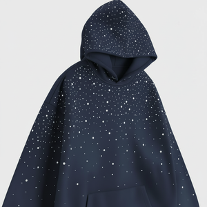 Sweat à capuche personnalisé avec strass, unisexe, de haute qualité, en molleton de coton, à motif de points, style streetwear - Product Image 3