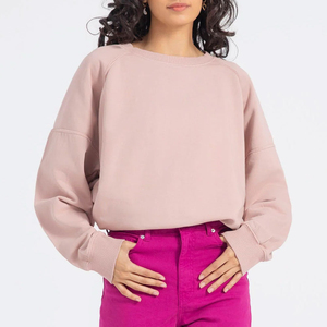 Sweat-shirt à col rond pour femme, à blocs de couleur, manches longues, en coton mélangé tricoté, décontracté, pour l'automne, avec poches - Product Image 2