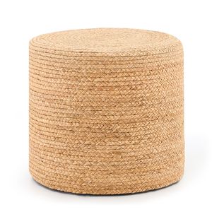 Poggiapiedi/Ottoman in Giacinto d'Acqua Naturale Intrecciato a Mano, Arredamento Naturale per Soggiorno con Contenitore per Arredo Casa e Seduta - Product Image 1