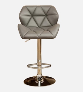 Grey Leatherette Modern Bar <b>Stool</b> Swivel Counter Height Kitchen Furniture <b>Cushioned</b> Seat Ergonomic Metal Frame Adjustable Desi - Product Image 2