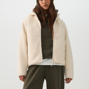 Chaqueta de Forro Polar Sherpa para Mujer al por Mayor, Chaqueta con Capucha de Invierno Cálida y Casual con Cremallera Completa, Prenda Exterior Suave de Felpa, Fabricante OEM Personalizado - Product Image 3