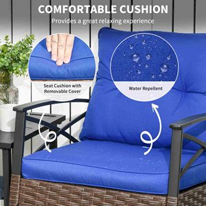 Set di Mobili da Esterno Impermeabile in 3 Pezzi: 2 Sedie a Dondolo con Cuscini e Tavolino a 2 Livelli in Vimini - Product Image 5