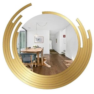 Asymmetric Golden Finish Scandinavian Beveled Edge Wall <b>Mirror</b> Designer Modern Decorative <b>Irregular</b> Shape Luxury Bathroom Home - Product Image 6