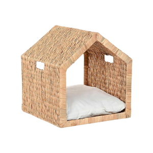 Lit pour animaux de compagnie en jacinthe d'eau tressée à la main de haute qualité, écologique, avec coussin amovible et lavable, fabriqué par des artisans vietnamiens - Product Image 1