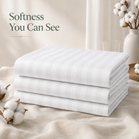 Ensemble de draps en satin rayé blanc en coton pur 400TC de qualité supérieure |   Collection Hôtelière de Luxe Ultra Douce, Respirante et Infroissable pour la Maison