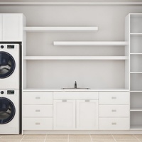 Meuble de buanderie Senger Villa avec machine à laver encastrée, armoire de rangement pour appartement avec tiroir, armoire de rangement personnalisée pour buanderie