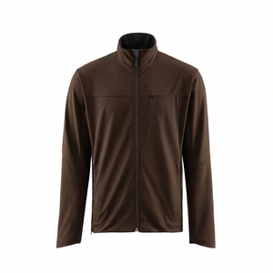 <b>Men's</b> Brown Turn-down Collar Zip-Up Genuine Leather <b>Jacket</b> Long Sleeve Chest Pocket Sporty <b>Waterproof</b> Breathable Autumn - Product Image 1