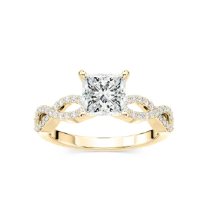 Anillo de compromiso con diamante de talla princesa de un quilate y piedras laterales, elegante y clásico, joyería para mujer, artesanía fina y atemporal. - Product Image 5