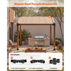 Kit Pergola con Staffa Inclinata a 3 Vie 4x4 Pollici per Travi in Legno 3.5x3.5 Pollici, Staffa in Acciaio al Carbonio Dimensioni Reali con Viti per Uso in Cortile - Product Image 3