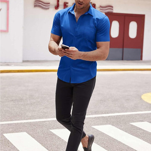 Chemises décontractées pour hommes sur mesure, à double boutonnage, en maille respirante et à séchage rapide, uniformes de printemps, vêtements OEM pour l'exportation mondiale - Product Image 5