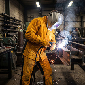 Veste de sécurité en cuir de vachette de haute qualité, résistante au feu de niveau D, pour travaux industriels, combinaisons de soudage, SÉCURITÉ - Product Image 3