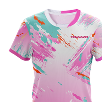 Hauts de sport respirants et à séchage rapide pour femmes, maillots de qualité supérieure 100 % polyester à motif géométrique et manches courtes