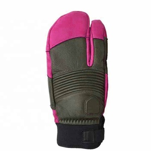 Best Quality 2026 New Design Cowhide Leather Men and Women Sports Warm Snow <b>Ski</b> Mittens and Gloves Set - Product Image 4