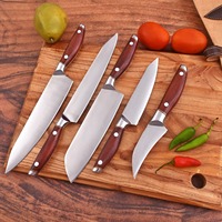 Koksmessenset RVS Lemmet Houten Handvat 8-9.9 inch Rechtshandig Traditionele Stijl Hoogglans Afwerking Duurzame Keukenmessen