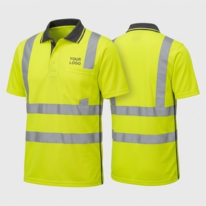 Camiseta Polo de Alta Visibilidad con Franjas Reflectantes Amarillas, Uniforme de Trabajo, Logotipo Personalizado, Tejido de Poliéster Transpirable de Secado Rápido - Product Image 1