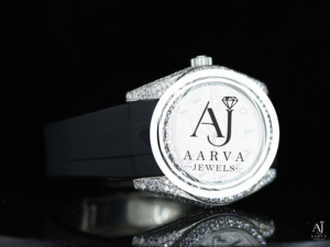 Montre mécanique à cadran blanc, boîtier rond plaqué rhodium, lunette en cristal, bracelet en silicone, montre-bracelet élégante - Product Image 3