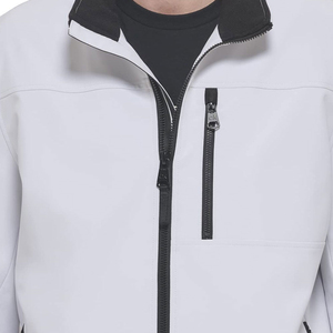 Chaqueta Ligera de Forro Polar para Hombre, Color Sólido, Cuello Alto, Cierre de Cremallera, Resistente al Viento, Ropa Casual para Exteriores, Temporada de Otoño - Product Image 5